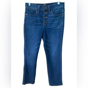 J Crew Denim Jean Women Size 28 High Rise Straight Leg Dark Button Fly
